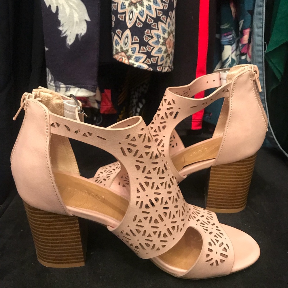 Bamboo Blush Pink Chunky Heels